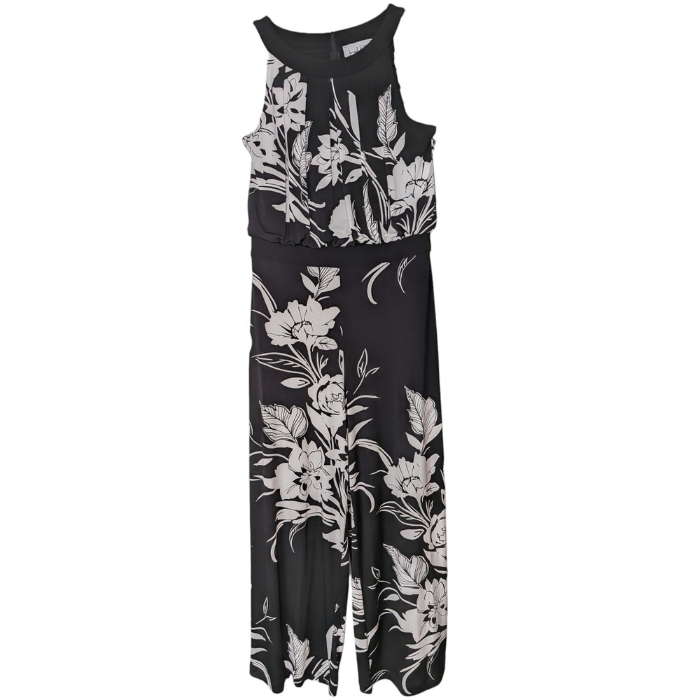 Floral Sleeveless Resortwear Wide Leg Jumpsuit Size 10 Quiet Luxury Vacation